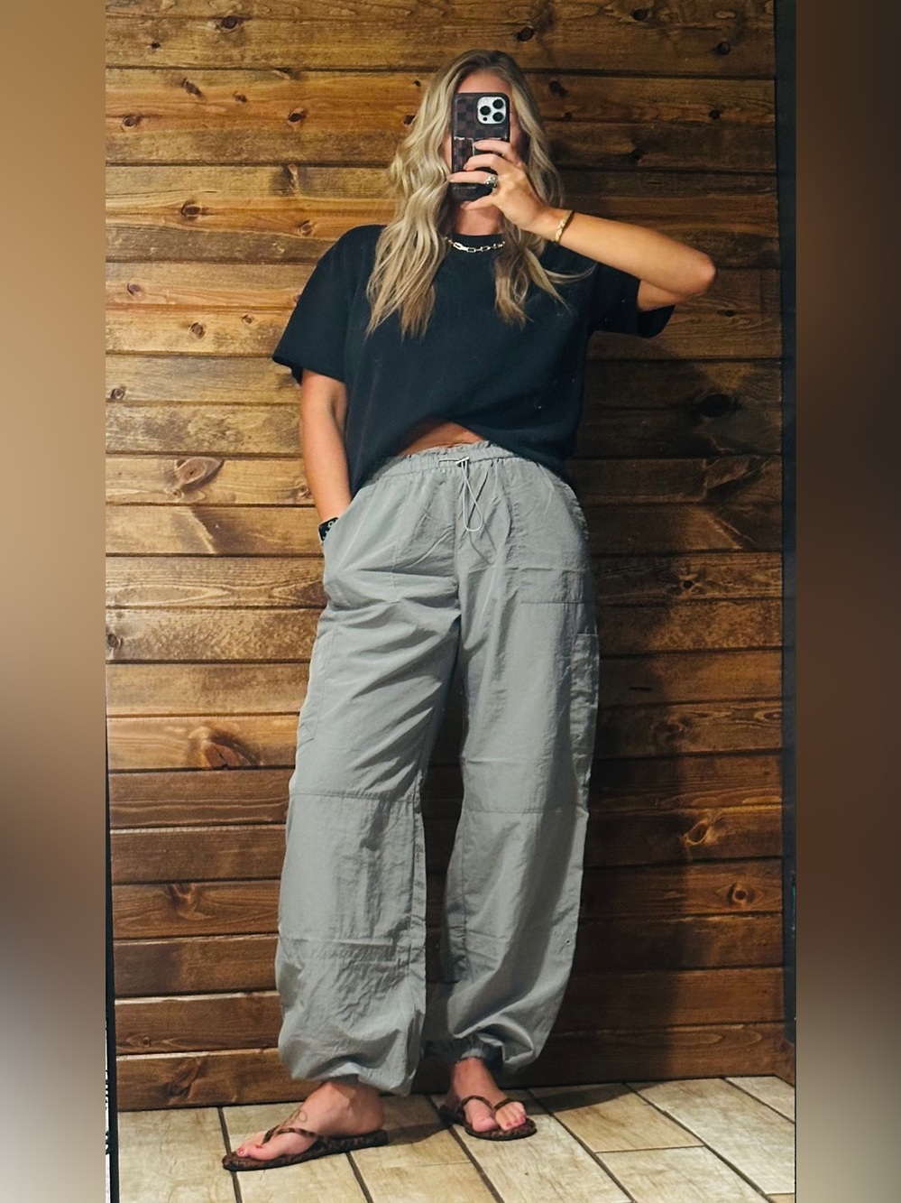 White Fox Boutique Never Blend In Charcoal Gray Cargo Pants Size: Small